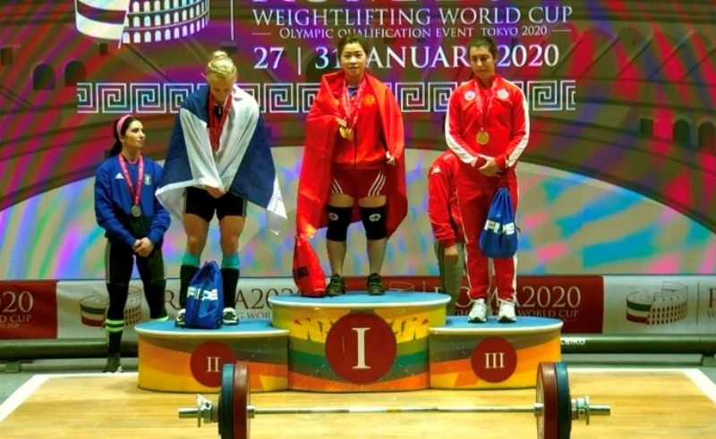 29-1-2020, ND ĐT Hoàng Thị Duyên giành ba HCV hạng 59 kg nữ.