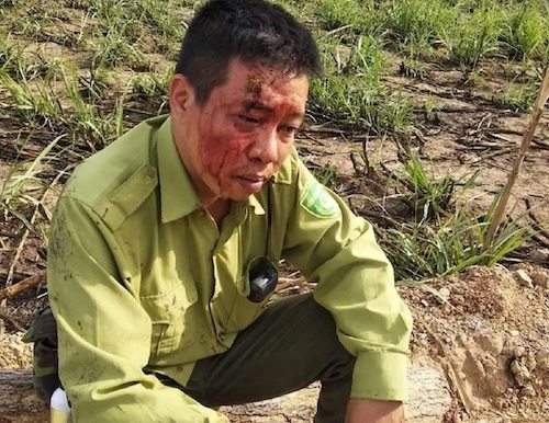 Anh Ngô Lê Nhật Tiến, Trạm phó Trạm Kiểm lâm số 7 Vườn quốc gia Yok Đôn bị lâm tặc tấn công gây thương tích.