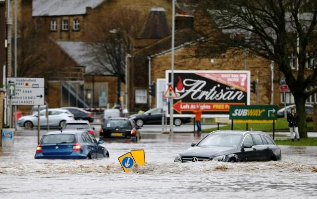 Tình trạng ngập lụt tại Tây Yorkshire, Anh, ngày 9-2. (Ảnh: Reuters)