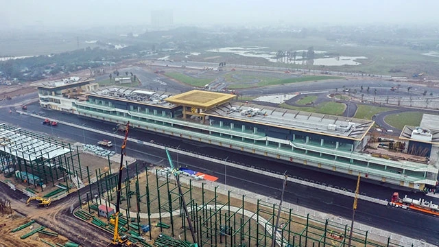 Công trình đường đua F1 tại Hà Nội đang được thực hiện đúng tiến độ. (Ảnh: VietNamGP)