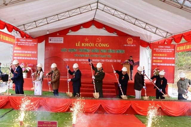 Khởi công xây dựng Trường mầm non Bình Minh xã Làng Nhì, huyện Trạm Tấu (Yên Bái).