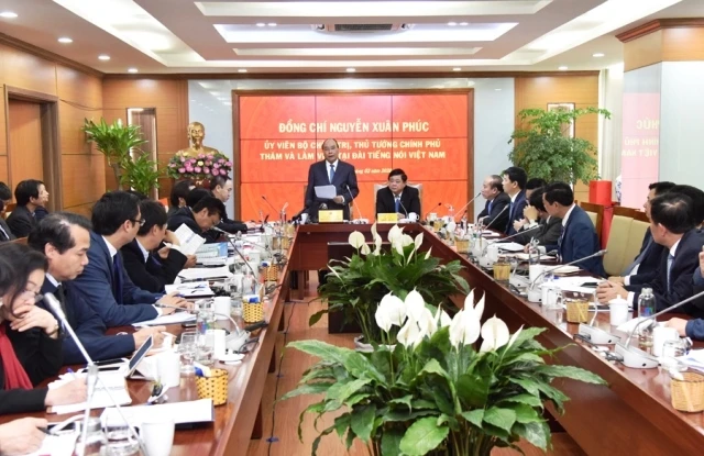 Thủ tướng Nguyễn Xuân Phúc phát biểu tại buổi làm việc với Đài Tiếng nói Việt Nam.