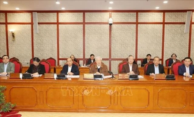 Tổng Bí thư, Chủ tịch nước Nguyễn Phú Trọng phát biểu kết luận cuộc họp, ngày 20-3.