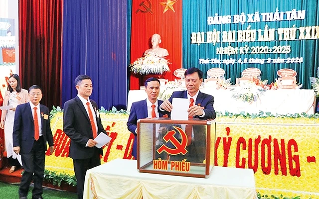 Đảng bộ xã Thái Tân, Nam Sách (Hải Dương) tổ chức Đại hội đại biểu Đảng bộ xã lần thứ 29, nhiệm kỳ 2020-2025. Ảnh | Mạnh Minh