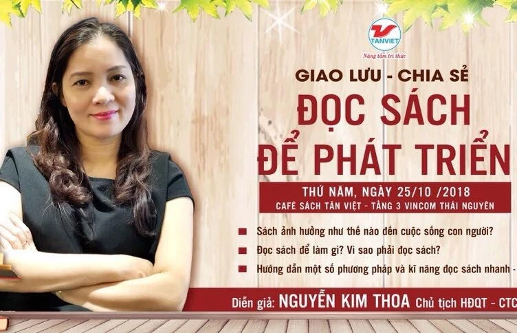 Chị Nguyễn Kim Thoa giao lưu ,chia sẻ, truyền cảm hứng đọc sách cho các sinh viên Đại học Thái Nguyên.
